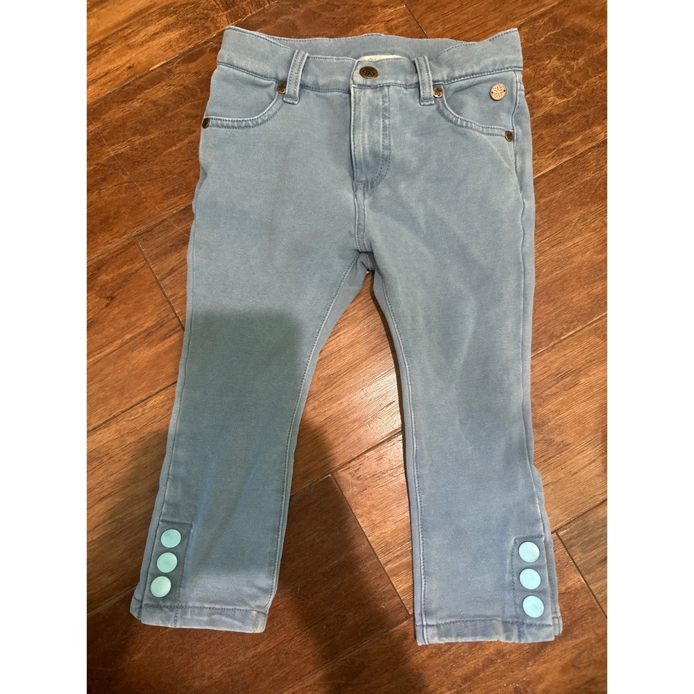 Matilda Jane Kids Light Wash Denim Jeans Cropped Button Detail‎ Size 6